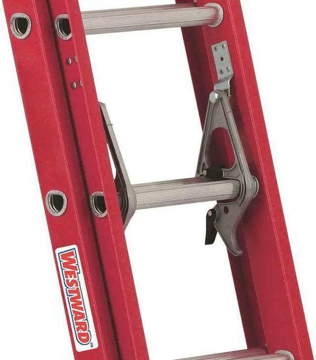 Alt view image 2 of 4 - WESTWARD 44YY67 16 ft Fiberglass Extension Ladder, 300 lb Load Capacity
