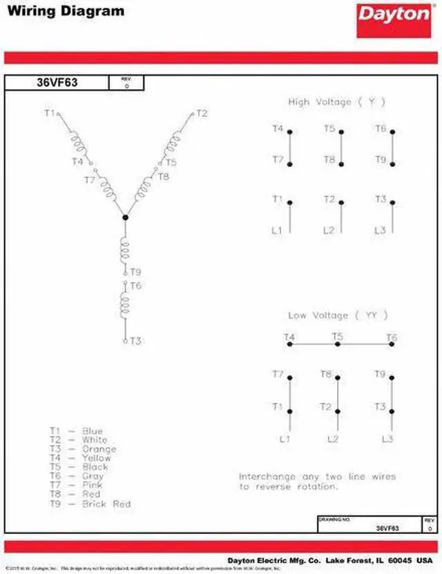 Alt view image 5 of 6 - DAYTON 36VF63 Three-Phase General Purpose Motor, 1 HP, 143/5TC Frame, 230/460V