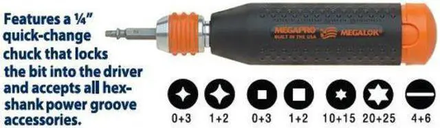 Alt view image 3 of 3 - MEGAPRO 181ML-B Phillips, Square, Star, Slot Bit 8 1/2 in, Drive Size: 1/4 in ,