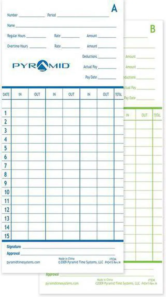 Alt view image 5 of 6 - PYRAMID 42415 Time Card,PK100