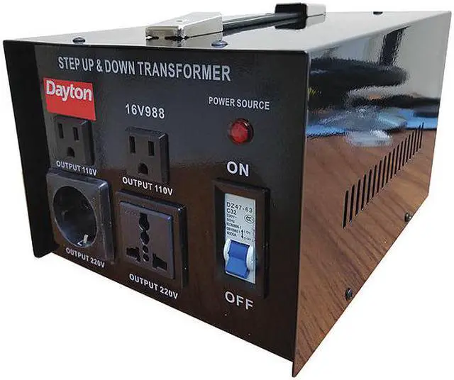 Alt view image 2 of 3 - DAYTON 16V988 Step Up/Step Down Voltage Converter, 110V AC to 220V AC, 220V AC