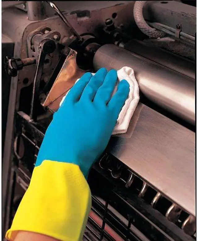 Alt view image 3 of 3 - Mcr Safety Chemical Resistant Gloves Blue/Yellow   5407S