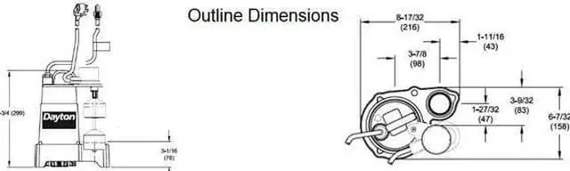 Alt view image 6 of 6 - DAYTON 3BB71 1/2 HP 1-1/2" F Submersible Sump Pump 120V AC Vertical