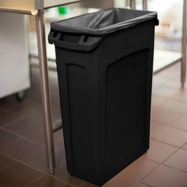 Alt view image 8 of 9 - RUBBERMAID FG354060BLA 23 gal. Plastic Rectangular Trash Can, Black
