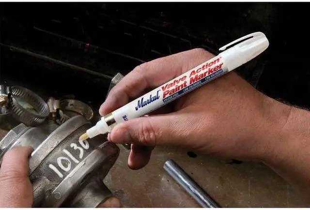 Alt view image 6 of 6 - Markal 96820 Valve Action Liquid Paint Marker with 1/8" Bullet Tip, White, 1 Each