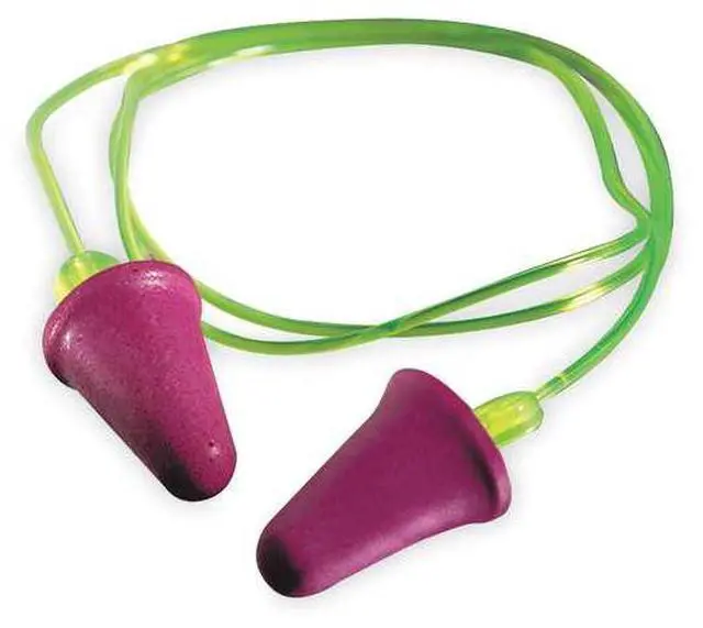 Alt view image 6 of 8 - 3M P2001 No-Touch Push-to-Fit Single-Use Earplugs - Corded - 29 dB NRR - Purple/Yellow - 100 Pairs