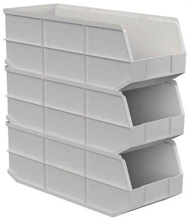 Alt view image 2 of 6 - AKRO-MILS 30348BEIGE Shelf Storage Bin, Plastic, Beige, 7 in H, 8 1/4 in W, 20