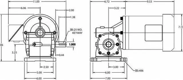 Alt view image 3 of 3 - DAYTON 4CVX3 AC Gearmotor, 522 in-lb Max. Torque, 100 RPM Nameplate RPM,
