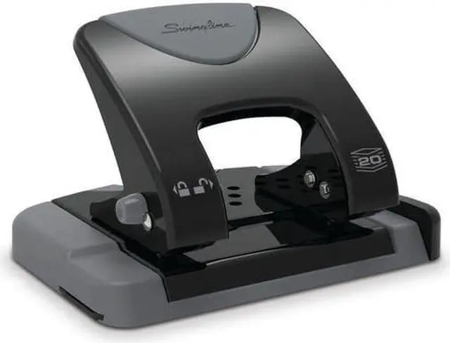 Alt view image 6 of 9 - SWINGLINE A7074135 Two-Hole Paper Punch,20 Sheets,Blck/Gray