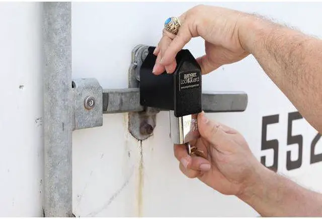 Alt view image 6 of 8 - RANGER LOCK RGST-1L Padlock Guard,Hardened Steel,Blk,2-3/4"L