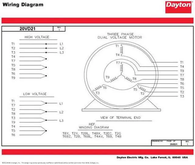 Alt view image 5 of 6 - DAYTON 20VD21 3-Phase General Purpose Motor, 1/4 HP, 56 Frame, 230/460V AC