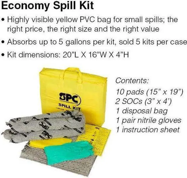 Alt view image 5 of 7 - BRADY SKH-PP Spill Kit, 5 gal Volume Absorbed per Kit, Bag, Yellow