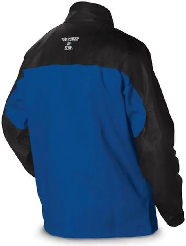 Alt view image 3 of 3 - MILLER ELECTRIC 231083 Combo Weld Jkt, Royal/Blk, Ctn/Leather, XL
