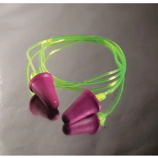 Alt view image 3 of 8 - 3M P2001 No-Touch Push-to-Fit Single-Use Earplugs - Corded - 29 dB NRR - Purple/Yellow - 100 Pairs
