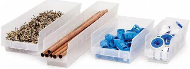 Alt view image 3 of 5 - AKRO-MILS 30130SCLAR Shelf Storage Bin, Plastic, Clear, 4 in H, 6 5/8 in W, 11