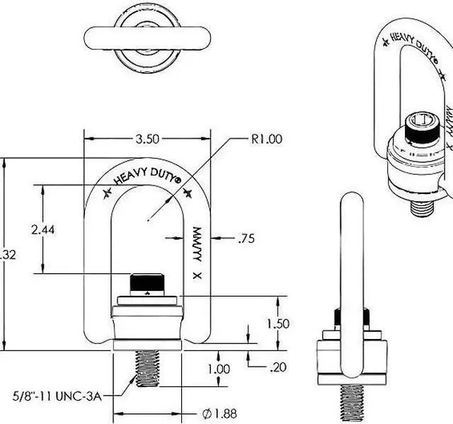 Alt view image 4 of 5 - ADB HOIST RINGS 33614 Heavy Duty Hoist Ring, 4000 lb. WLL