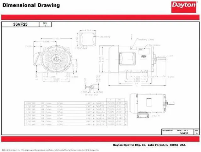 Alt view image 2 of 6 - DAYTON 36VF25 GP Motor,TEFC,2 HP,1765 rpm,7/8in. dia.