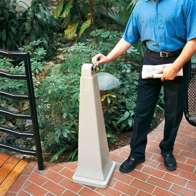 Alt view image 6 of 8 - Cigarette Receptacle,1 gal.,Tan RUBBERMAID FG257088BEIG