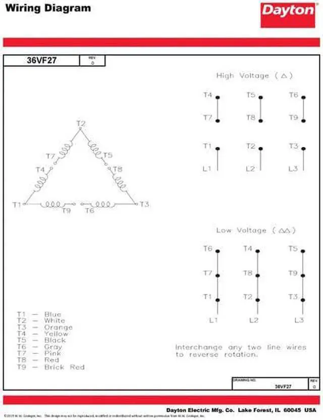 Alt view image 5 of 6 - DAYTON 36VF27 3-Phase General Purpose Motor, 3 hp HP, 182/4 Frame, 230/460V AC