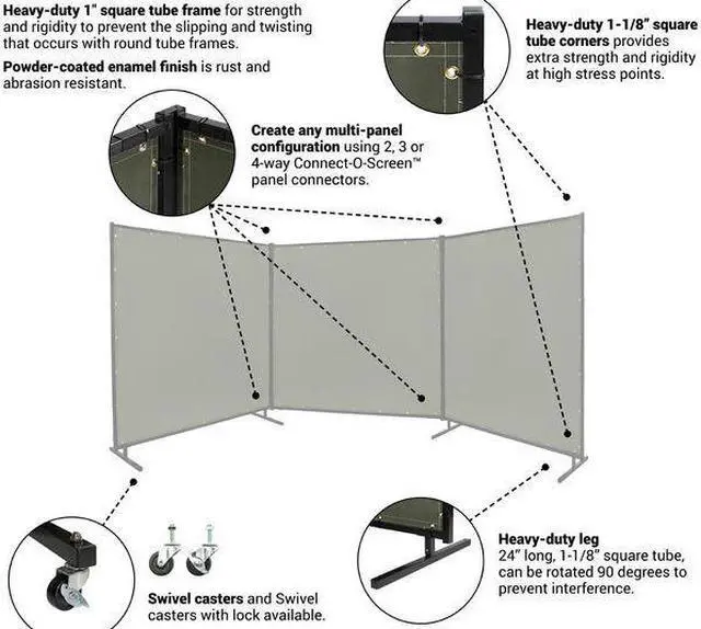 Alt view image 5 of 6 - STEINER 501HD-6X6 Welding Screen, Vinyl, 6 ft. W., 6 ft. H., 12 oz/sq yd, 350