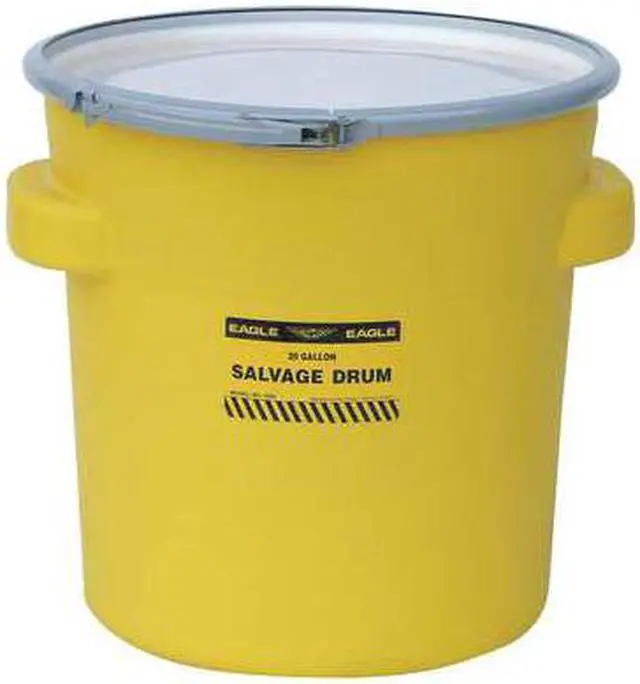 Alt view image 6 of 6 - EAGLE 1654 Open Head Salvage Drum, Polyethylene, 20 gal, Unlined, Yellow