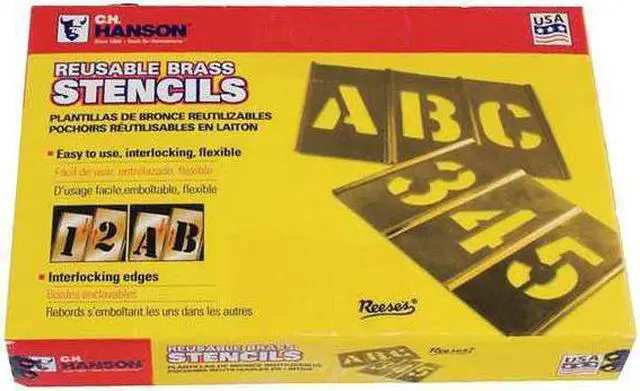 Alt view image 4 of 4 - ZORO SELECT 6A232 Interlocking Stencil,Numb&Letters,Brass