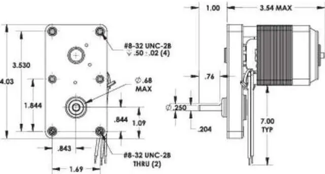 Alt view image 2 of 2 - DAYTON 52JE42 AC Gearmotor, 8.0 in-lb Max. Torque, 18 RPM Nameplate RPM, 115V