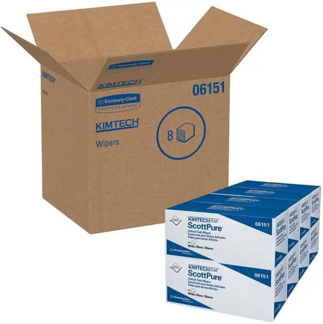 Alt view image 5 of 6 - KIMTECH 06151 Prep Critic Task Wipe Dispos LowLint Wipe WHT 8/Cs