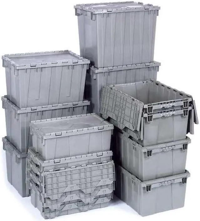 Alt view image 3 of 3 - Attached Lid Container, Gray, 9-5/8"H x 21-1/2"L x 15-1/4"W, 1EA