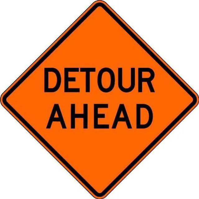 Alt view image 3 of 4 - LYLE W20-2D-30HA Detour Sign,30 x 30In,BK/ORN,Text
