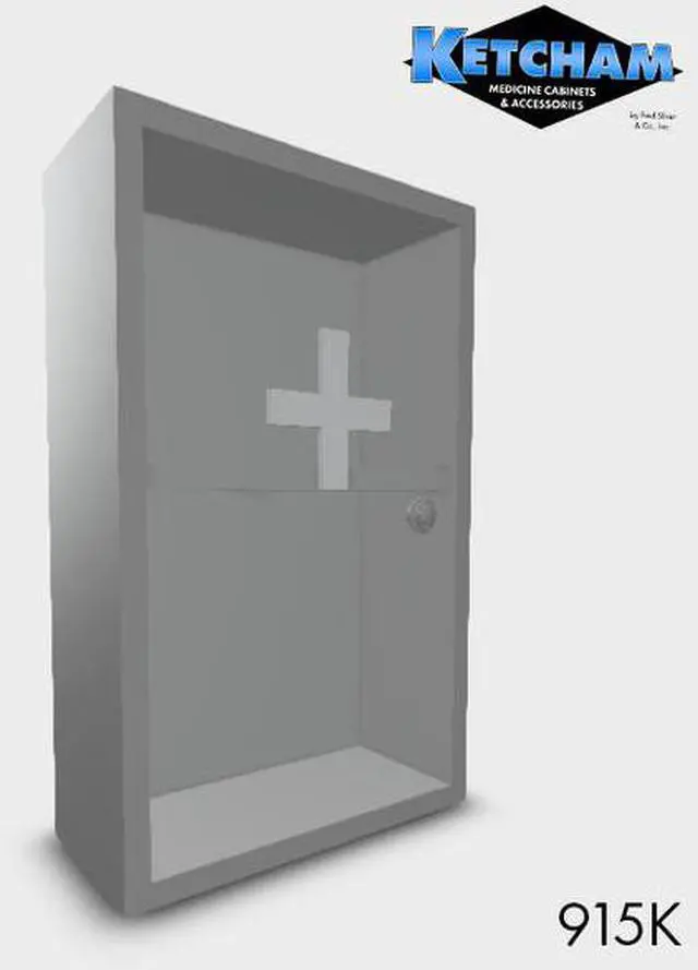 Alt view image 4 of 4 - KETCHAM 915K 9" x 15" Surface Mount Frosted Glass Door Front Keyed Medicine