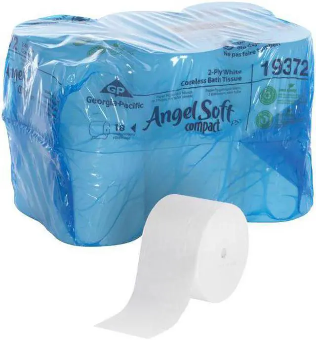 Alt view image 9 of 10 - GEORGIA-PACIFIC 19372 Toilet Paper,Compact,Coreless,2Ply,PK18
