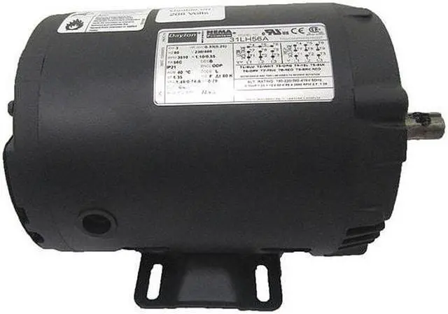 Alt view image 3 of 3 - DAYTON 31LH56 Three-Phase General Purpose Motor, 1/3 HP, 56C Frame, 230/460V AC