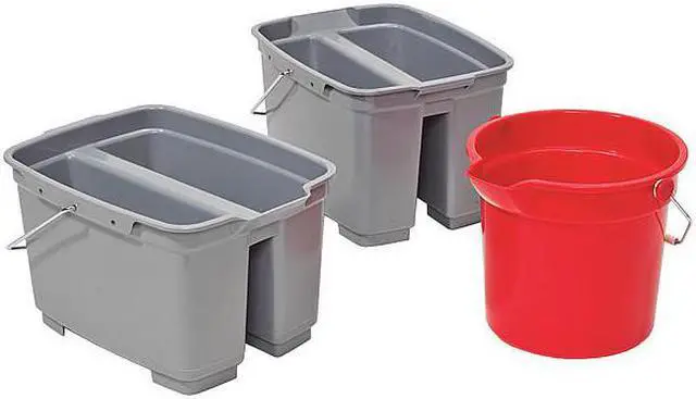Alt view image 2 of 3 - TOUGH GUY 1ELJ9 2 1/2 gal Round Bucket, 10-1/4 in H, 10-1/4 in Dia, Red, Plastic
