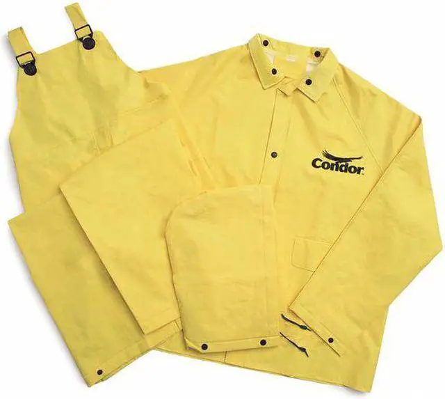 Alt view image 3 of 4 - CONDOR 5T915 3 Piece Rainsuit w/Detach Hood,Yellow,2XL