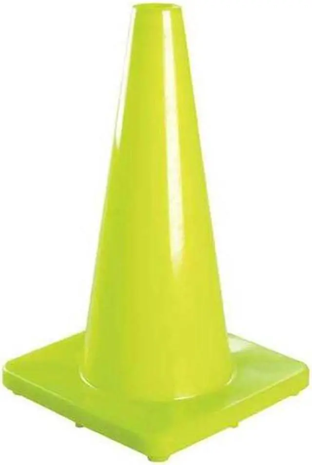 Alt view image 2 of 2 - ZORO SELECT 6FHA5 Traffic Cone, PVC, Non-Reflective, 36 in Height, 10 lb, Lime