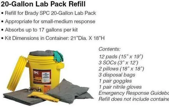 Alt view image 4 of 7 - BRADY SPC ABSORBENTS SKH20-R Spill Kit Refill, Chem/Hazmat, Green