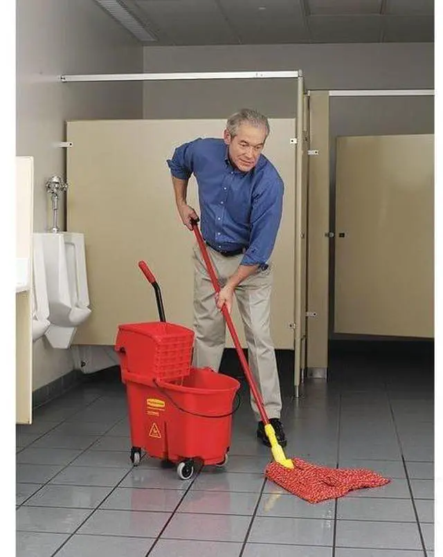 Alt view image 9 of 9 - RUBBERMAID FG758088YEL 35qt. Yellow Side Press Mop Bucket and Wringer