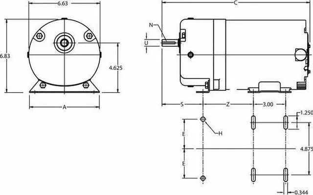 Alt view image 3 of 3 - DAYTON 4FDY9 AC Gearmotor, 438 in-lb Max. Torque, 45 RPM Nameplate RPM, 115V AC