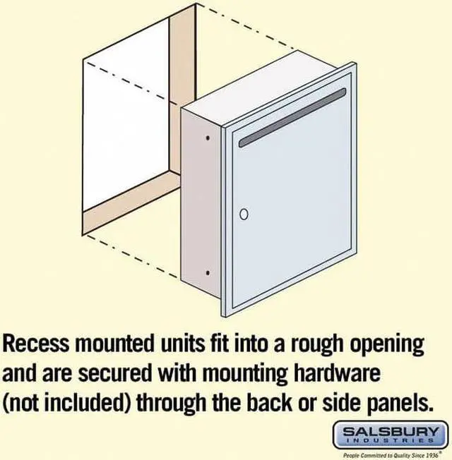 Alt view image 5 of 5 - Salsbury 2245AP Letter Box (Includes Commercial Lock) - Standard - Recessed Mounted - Aluminum - Private Access