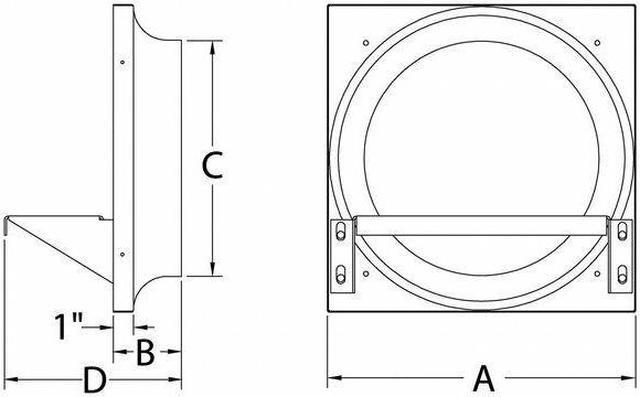 Alt view image 3 of 4 - DAYTON 10E038 Exhaust Fan Venturi Frame,34x34,Galv