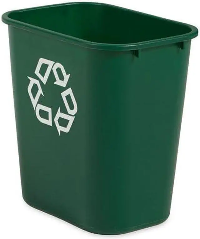 Alt view image 5 of 9 - RUBBERMAID FG295606GRN Rectangular Desk-Side Wastebasket 28 qt., Plastic, Green