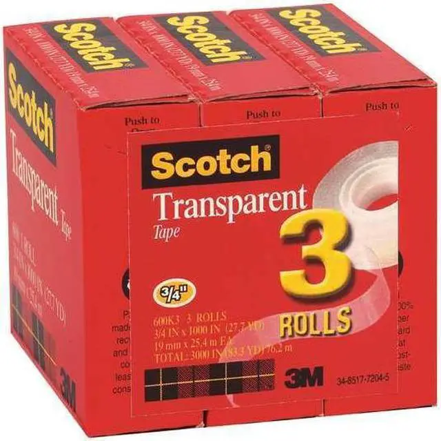 Alt view image 4 of 4 - SCOTCH 600K3 Office Tape,Polyolefin Backing,PK3