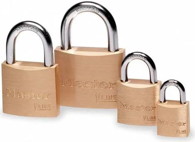 Alt view image 3 of 3 - MASTER LOCK 4140 Padlock, Keyed Different, Standard Shackle, Rectangular Brass