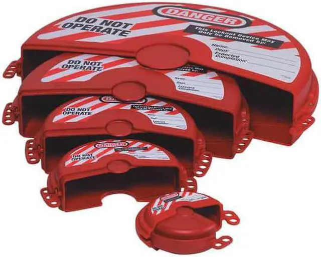 Alt view image 7 of 8 - Master Lock Gate Valve Covers Small 2" to 5" Diameter Red 481