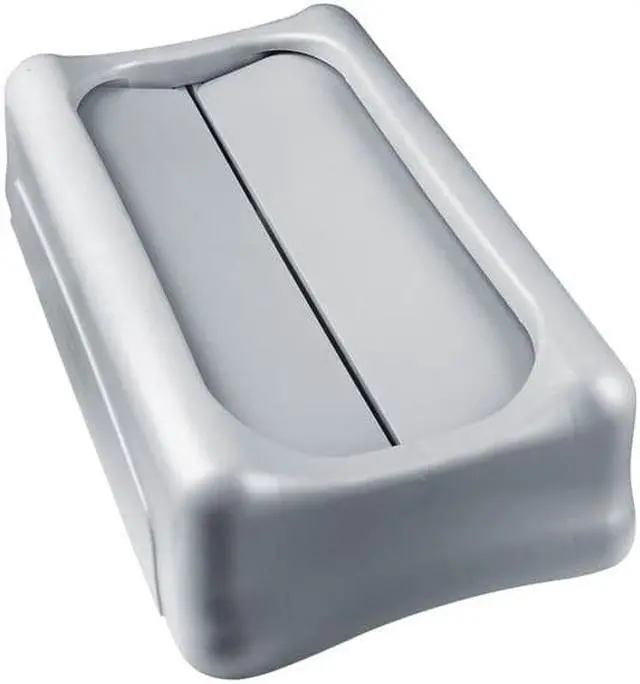 Alt view image 8 of 8 - RUBBERMAID FG267360GRAY Trash Can Top,Drop Top,Swing Closure,Gr