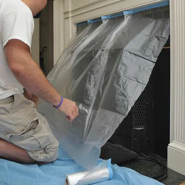 Alt view image 6 of 7 - Trimaco Tape & Drape Pre-Taped Plastic 4 Ft. x 75 Ft. 1/2 mil Drop Cloth 949560