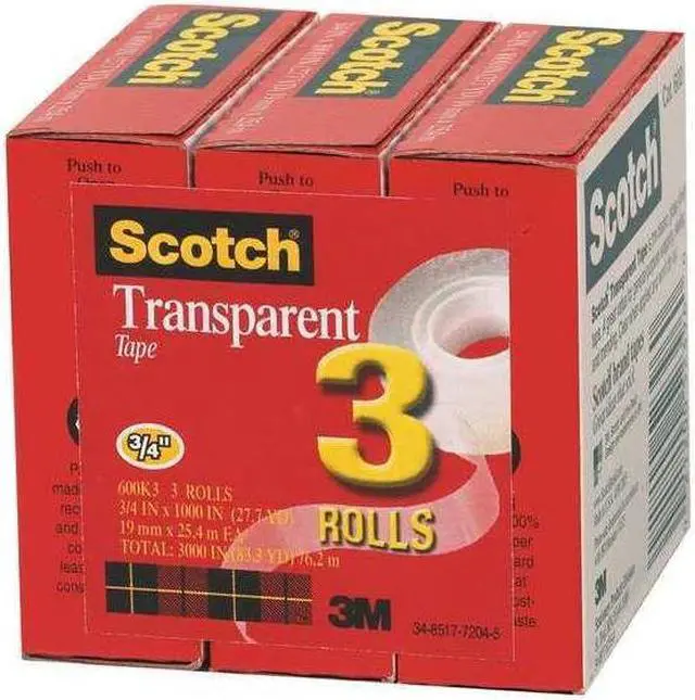 Alt view image 3 of 4 - SCOTCH 600K3 Office Tape,Polyolefin Backing,PK3