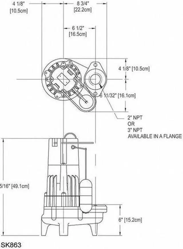 Alt view image 3 of 3 - ZOELLER M292 Waste-Mate 1/2 HP 2" Auto Submersible Sewage Pump 115V Vertical