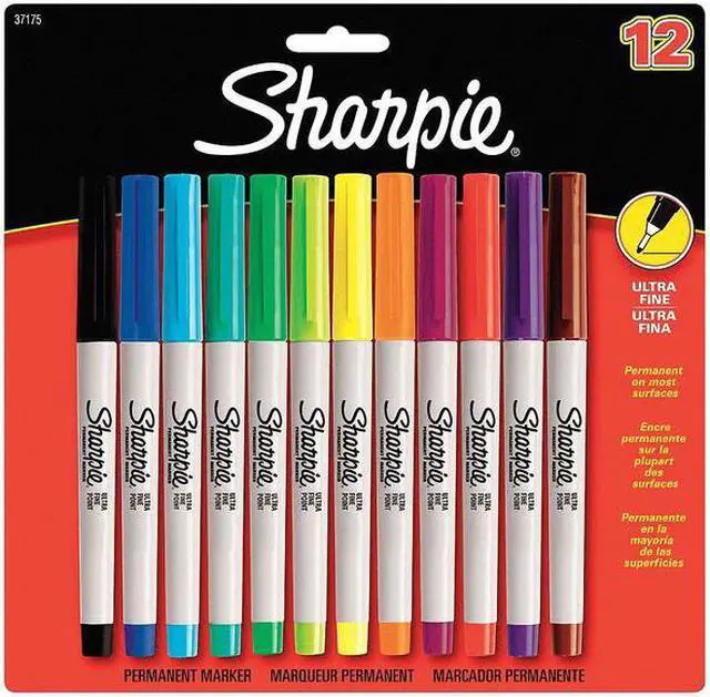 Alt view image 3 of 3 - SHARPIE 37175PP Permanent Marker Set, Ultra Fine Tip, Capped, 12 PK